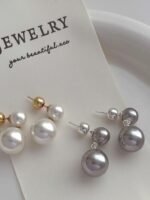 Elegant double pearl earrings