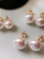 Pink shinning baby pearl earrings