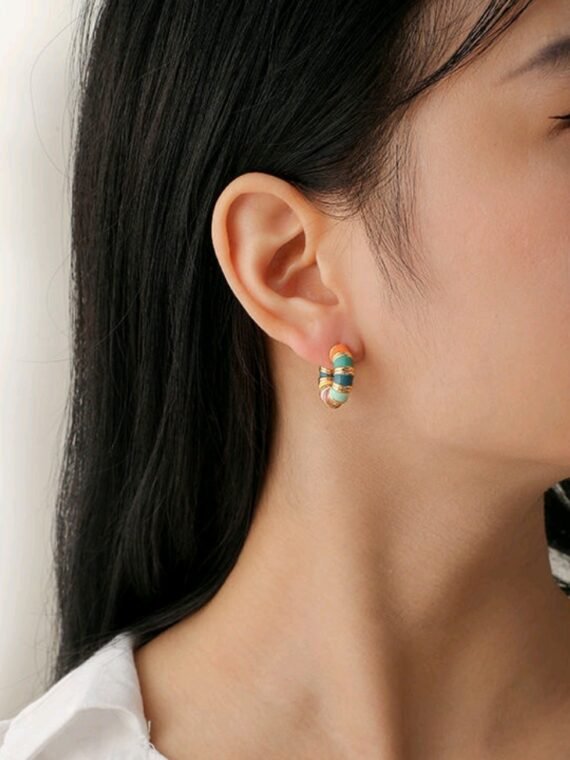 Enamel colorful earring loops