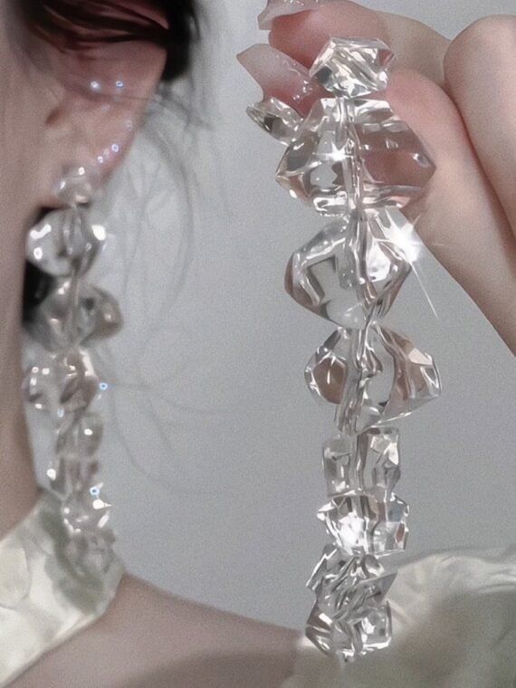 Ice cube shimmering earrings