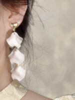 White petals earrings