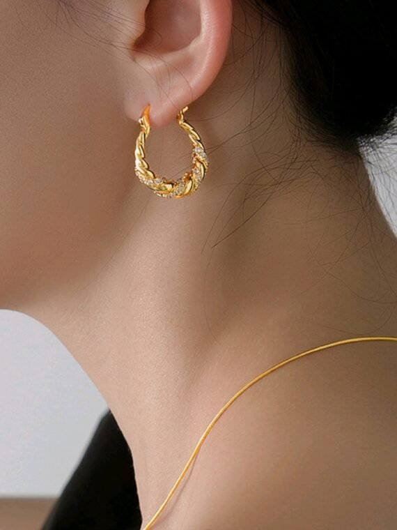 Rhinestone metallic loop earrings