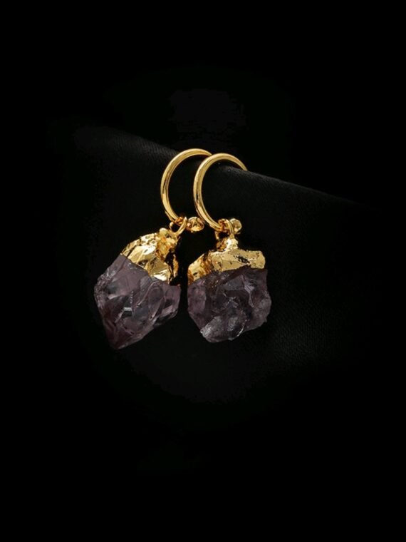 Amethyst metallic earrings